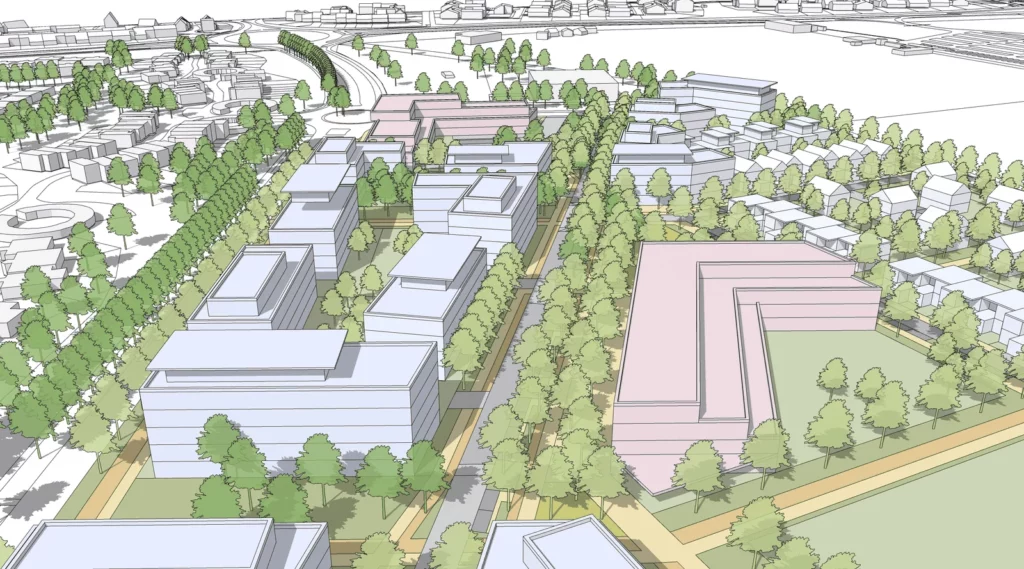 Perspective du futur quartier des IV arbres à Élancourt