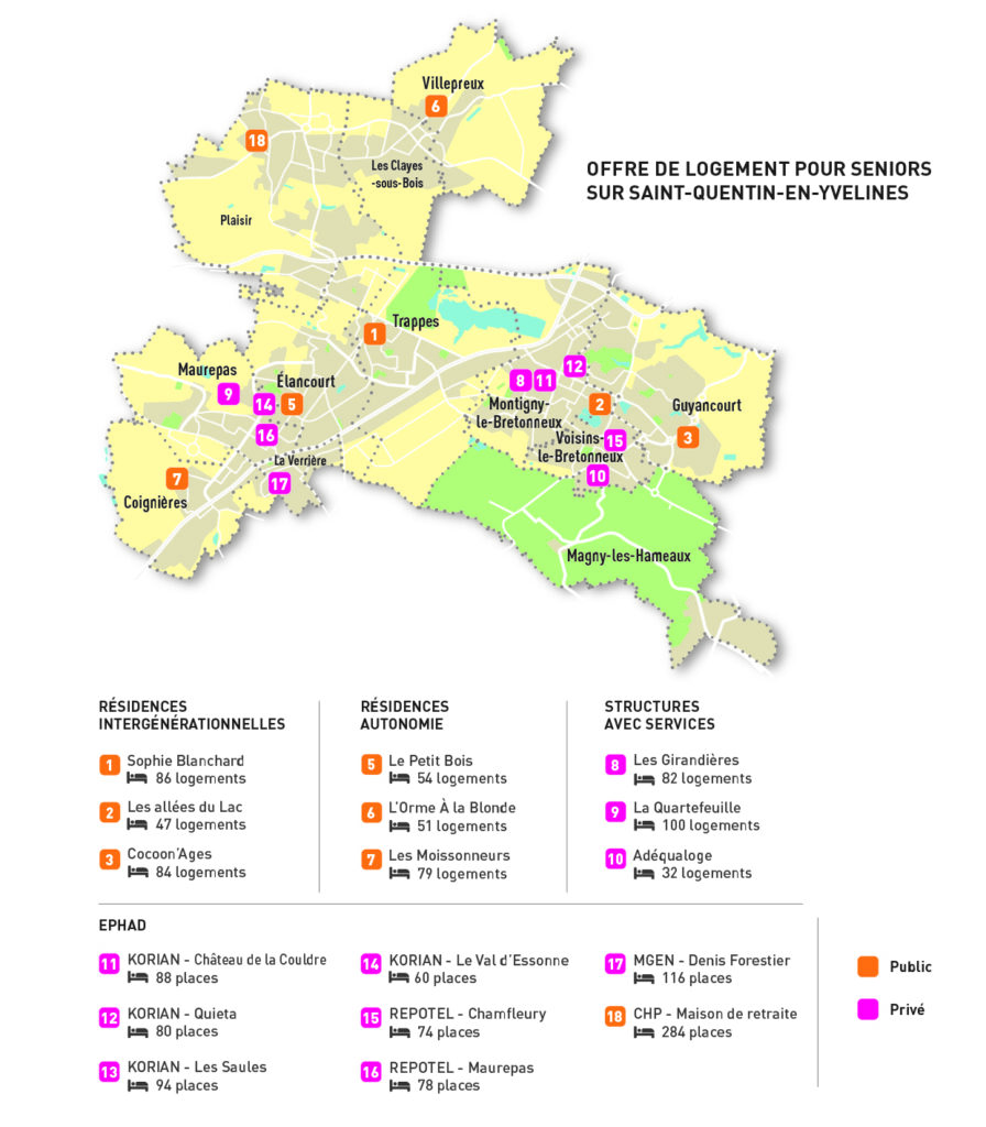 Carte des logements dédiés aux seniors